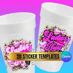 20 Sticker Design Template|Sticker Design|Canva Template|Birthday Party Essential|Easy to Customize Just Edit, Print, & Apply