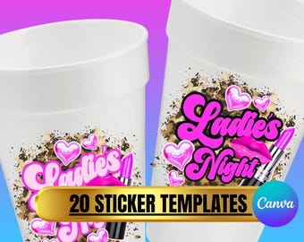 20 Sticker Design Template|Sticker Design|Canva Template|Birthday Party Essential|Easy to Customize Just Edit, Print, & Apply
