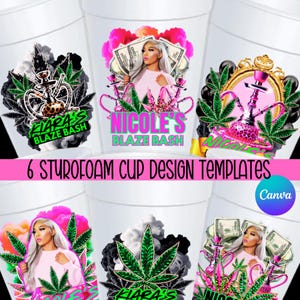 6 Styrofoam Cup Design Templates|Styrofoam Cup Design|Canva Template|Birthday Party Essentials|Easy to Customize Just Edit, Print, & Apply