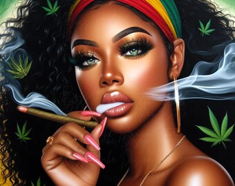 5-420 Black Woman Png Sublimation Design| Black Woman Png | Cannabis Png| Smoking Black Woman Png| Marijuana Weed Smoking Png Sublimation