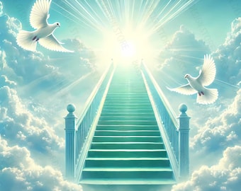 10-Stairway to Heaven Background|Heaven|Gates of Heaven|Columns| Memorial Wallpaper|Funeral Program|Clouds|Doves|Heaven Design| PNG File