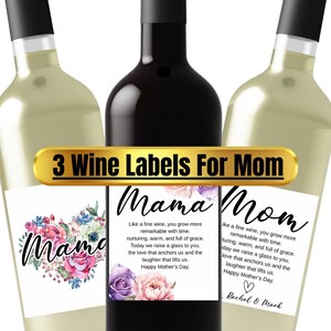 Personalized Wine Label For Mom or Wife|Best Mom Ever Mother&#39;s Day Wine Label|Personalized Wine Label |Canva Template