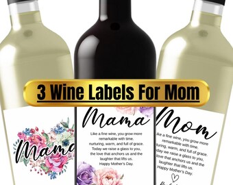 Personalized Wine Label For Mom or Wife|Best Mom Ever Mother's Day Wine Label|Personalized Wine Label |Canva Template
