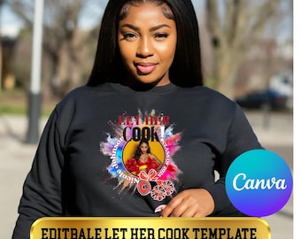 Let Her Cook Graduation Canva Template | Class of 2025 Senior Cheer/Dance Editable Design | Drag & Drop Photo Frame