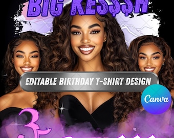 Editable Birthday Photo Collage T-Shirt|Bootleg BirthdayT-Shirt