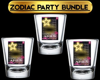Zodiac Party Bundle Template Design|Hat Design|Lighter Design|Shot Glass Design|Styrofoam Cup Design|Shopping Bag Design|
