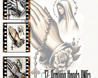 12-Praying Hands|Cross PNG|Prayer Hands Design|Religious Png|Christian PNG|Printable Clip Art|Hands With Rosary|Praying Hands|Clipart|PNG