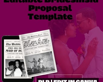 Editable Bridesmaid Proposal|Newspaper Bridesmaid Proposal|Bridesmaid Info Card|Printable Maid Of Honor Proposal|Will You Be My Bridesmaid