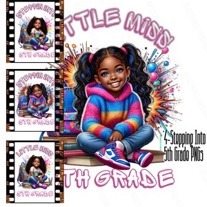Stepping Into 5th Grade|Back To School Png|Elementary School T-shirt Design|Fifth Grade|T-shirt Design|Back to school|Black girl PNG