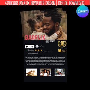Father&#39;s Day &quot;Dadflix&quot; Canva Frame Template|Canva Frame Template|Dad Canva Template|Gifts for Dad|Dadflix|Father’s Day|Father&#39;s Day Gift
