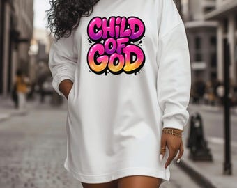 Child of God PNG | Faith Graffiti Design | Christian Shirt PNG | Bold Faith Quote | Sublimation PNG