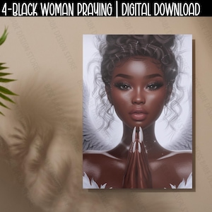 4-Black Woman Praying PNG|Prayer Hands Design|Religious Png|Christian PNG|Printable Clip Art|Hands Praying|Praying Hands|Clipart|PNG