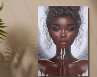 4-Black Woman Praying PNG|Prayer Hands Design|Religious Png|Christian PNG|Printable Clip Art|Hands Praying|Praying Hands|Clipart|PNG