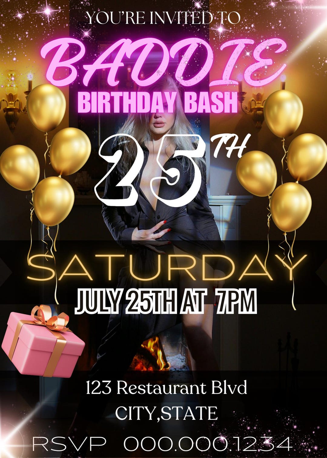 Baddies Birthday Themed Digital Invitation 4K Quality Instant Download