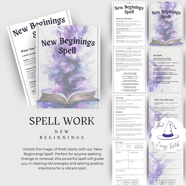 New Beginnings Spell - Digital Grimoire Pages, Book of Shadows, Witchcraft Supplies, Spell Jar, Printable PDF