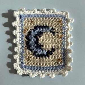 Tapiz/posavasos/decoración de pared con sellos postales de media luna tejidos a crochet