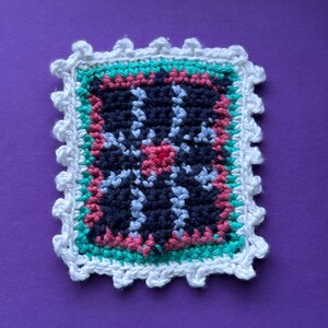 Tapiz/posavasos/decoración de pared con sellos postales de flores de crochet