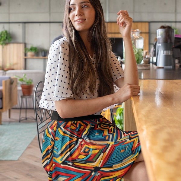 Women colorful Skirt, skirt pattern, summer skirt, gift for women, gift for mother, Rainbow skirt, african skirt, afro pattern, trendy skirt