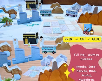 Kit imprimable Diorama 3D HAJJ pour enfants | Voyage de scène du Hajj | Activité de l'Aïd al-Adha