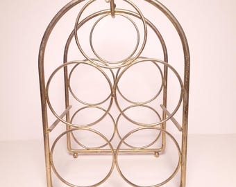 Vintage Metal Wine Rack – Modern Hollywood Regency Style with Iconic Circular Design