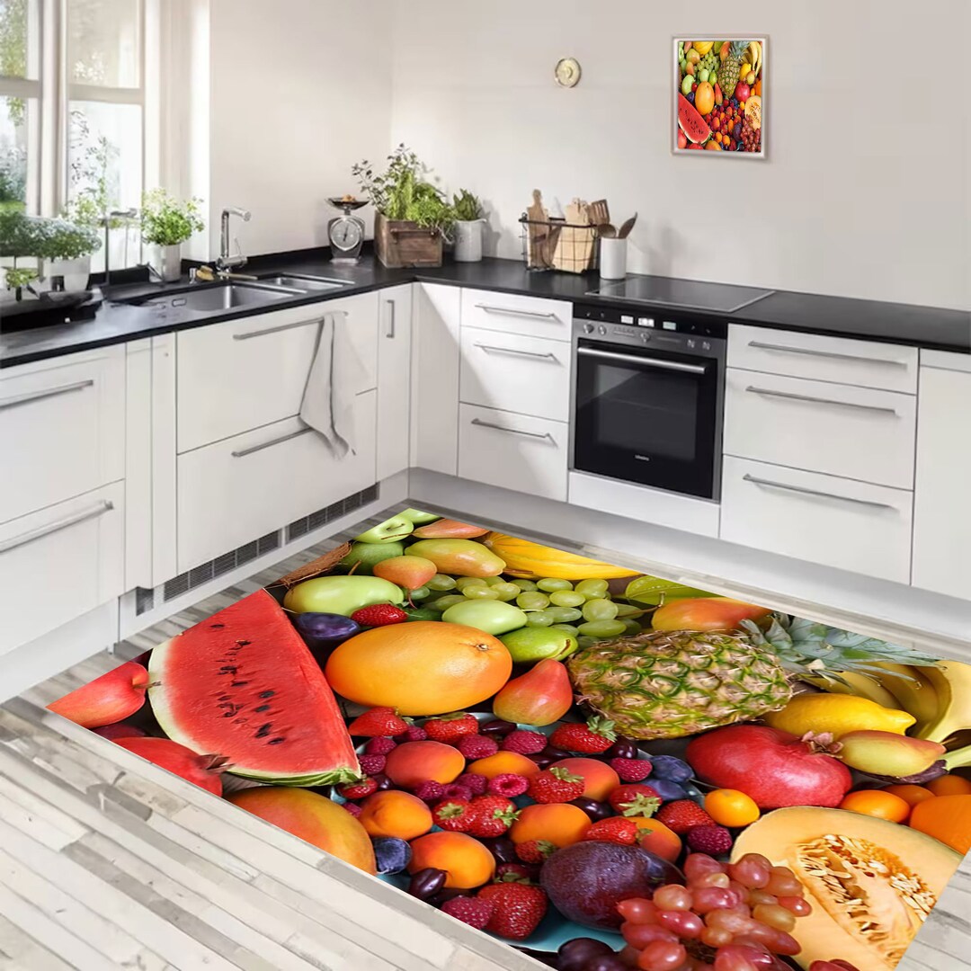 Mixed Fruit Rug, Forest Fruit Rug,fruit Rug, Kitchen Rug, Kitchen ...