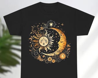 Sun Moon Floral Shirt, Boho Shirt, Celestial Shirt, Cosmic Tee, Moon Shirt, Astrology Shirt, Graphic Tee, Sun Shirt, Sun T-Shirt
