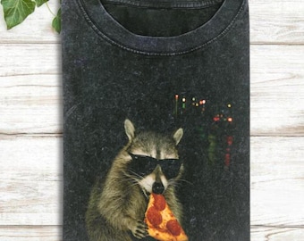 Raccoon Eating Pizza Shirt, Raccoon Pizza Tee, Funny Racoon Meme Shirt, Silly Raccoon Shirt, Sarcastic Novelty Shirt, Vintage Racoon Shirt