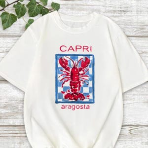 Comfort Colors Lobster Capri Aragosta Shirt, Seafood Gift, Lobster Shirt Boho Chic TShirt, Lobster T-Shirt, Red Lobster Gift, Summer Shirt
