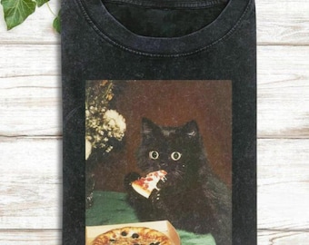 Cat Eating Pizza Shirt, Cat Pizza Shirt, Funny Cat Meme Shirt, Silly Cat Shirt, Novelty Cat Shirt, Vintage Cat Pizza Shirt, Cat Lover Gift