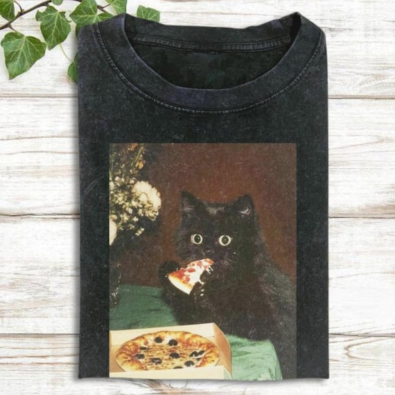 Cat Eating Pizza Shirt, Cat Pizza Shirt, Funny Cat Meme Shirt, Silly Cat Shirt, Novelty Cat Shirt, Vintage Cat Pizza Shirt, Cat Lover Gift
