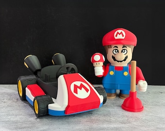 Mario and Go Kart 3D printed figures - collectible, fan art, arcade & gaming decoration, nostalgia gift