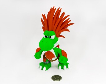 Yoshi as Blanka 3D printed figure - collectible, fan art, arcade & gaming decoration, nostalgia gift