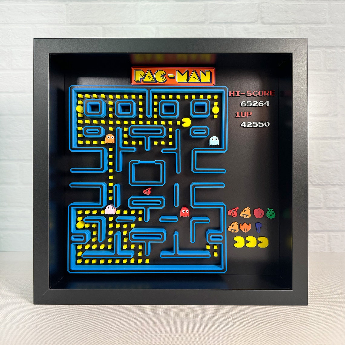 Pac-man Shadow Box 3D Diorama 10.5 X 10.5 X 2.5 Retro Game, Arcade ...