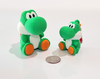 Yoshi 3D Printed Knitted Figure - Collectible, Fan Art, Arcade