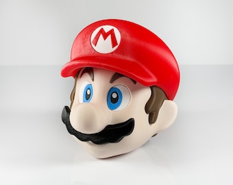Mario head 3D printed container - collectible, fan art, arcade & gaming decoration, nostalgia gift
