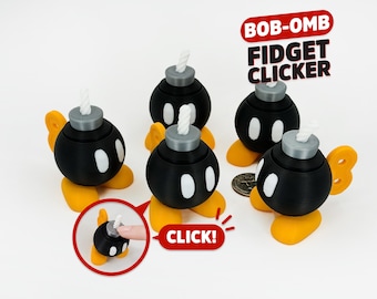 Bob-omb 3D printed clickers - collectible, fan art, mechanical, fidget, clicky, stress relief