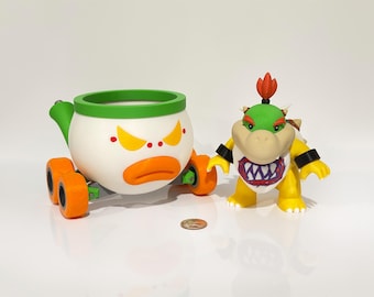 Bowser Jr and Clown Car 3D printed figures - collectible, fan art, arcade & gaming decoration, nostalgia gift