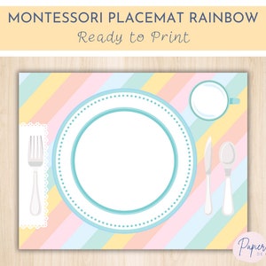 Montessori Kids Printable Placement Rainbow | Toddler Preschool Table Setting | Educational Resources Learning Classroom | Download PDF