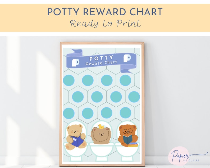 Potty Training Reward Chart Teddy Bear | Toddler Kids Behaviour Reward ...