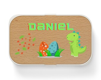 Bento Lunch Box Personalized Name With Dinosuar