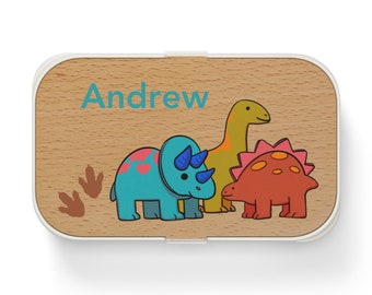 Bento Lunch Box Personalized Lunch Box with Name and Dinosaurs