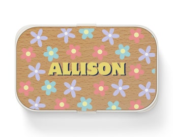 Bento Lunch Box Personalized children’s name with Flowers