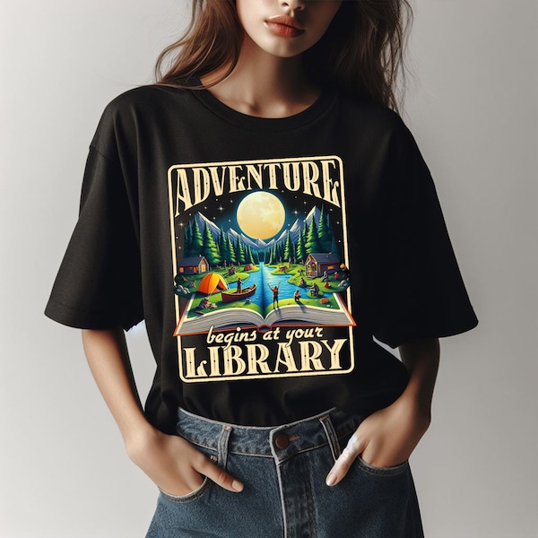 Adventure Begins At Your Library Png, Summer Reading Png, Book Lover Png, Summer 2024 Png, Gift For Book Lover