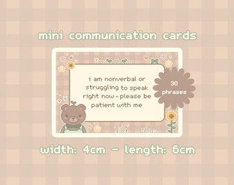 Mini Sweet Bear Communication Cards for Nonverbal/Autism/ADHD (Printable PDF)