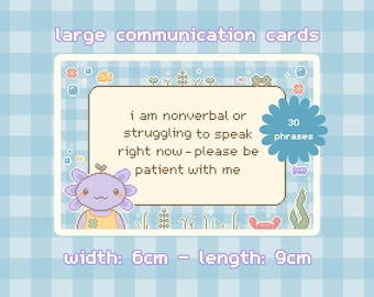 Axolotl Communication Cards: Nonverbal Autism/ADHD/Neurodivergent Support (Printable PDF)