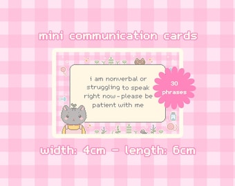 Mini Cozy Cat Communication Cards for Nonverbal Autism ADHD (Printable PDF)