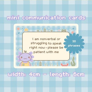 Mini Awesome Axolotl afdrukbare communicatiekaarten | Niet-sprekend | Non-verbaal | Semi-verbaal | Autisme | ADHD | Neurodivergent | Flashkaarten