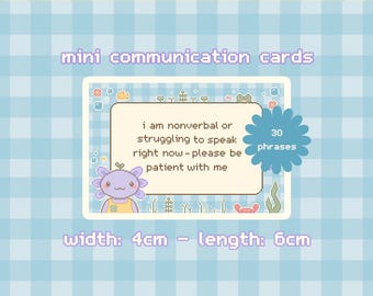 Axolotl Printable Communication Cards: Autism, ADHD, Neurodivergent (Printable PDF)