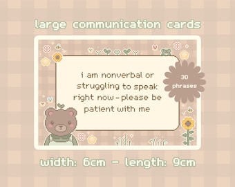 Sweet Bear Communication Cards: Nonverbal Autism/ADHD/Neurodivergent Support (Printable PDF)