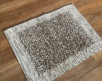 Small Handwoven Brown&White Rug for Home Decor, Living room, Bedroom, Bathroom, Kitchen | Washable Baht Mat | Abstract Zebra | Rustic Style